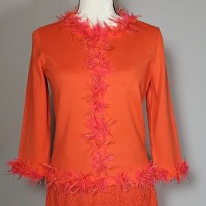 MICHAEL SIMON Hand Embroidered Sweater Party Cocktail Luxurious Top LG v…